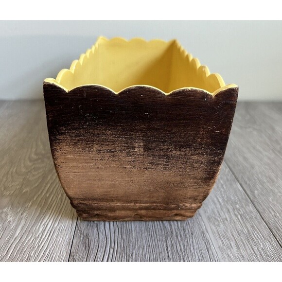 VTG Braytons Laguna CA Ceramic Floral Rectangle Planter Brown Yellow Flowers - Picture 4 of 12